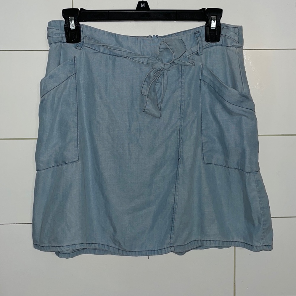 BB Dakota By Steve Madden Mini Skirt Tie Belt Light-Wash 8 #0010